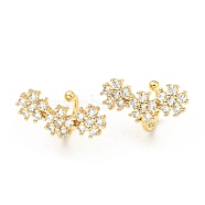 Clear Cubic Zirconia Flower Cuff Earrings, Brass Jewelry for Non-pierced Ears, Cadmium Free & Lead Free, Golden, 10.5x11x19mm(X-EJEW-G295-08G)