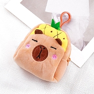 Cartoon Style Cloth Wallets, Change Purse with Zipper & Keychain, for Women, Yellow, 9cm(PW-WG54B58-03)