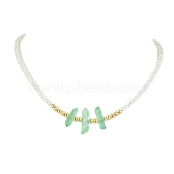 ABS Plastic Imitation Pearl Beaded Necklaces,  Natural Quartz Crystal Points Bead Necklaces, Dyed, Pale Green, 16.85 inch(42.8cm)(NJEW-JN04859-02)