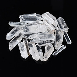 Natural Quartz Crystal Beads, Rock Crystal, Nuggets, No Hole/Undrilled, for Wire Wrapped Pendant Making, 15~40x4~12x3~10mm(G-S299-115)