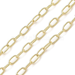 Rack Plating Oval Brass Curb Chains, Unwelded, with Spool, Long-Lasting Plated, Cadmium Free & Lead Free, Real 18K Gold Plated, 7.5x4x1mm(CHC-A010-01G-06)