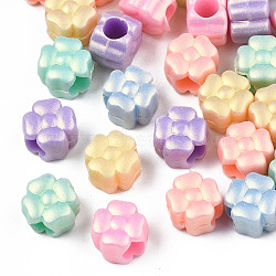 Spray Painted Frosted Opaque Acrylic European Beads, Large Hole Beads, Flower, Mixed Color, 10.5x10x8.5mm, Hole: 5mm, about 975pcs/500g(ACRP-S679-41)