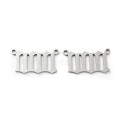 201 Stainless Steel Pendants, Number 0 Charm, Stainless Steel Color, 12x22x1mm, Hole: 1.4mm(STAS-A090-13P)