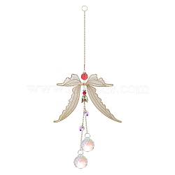 Metal Dragonfly Big Pendant Decoration, Hanging Suncatchers, with Glass Charms, for Garden Window Home Decoration, Clear, 315mm(PW-WG96620-02)