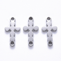 201 Stainless Steel Links Connectors, Laser Cut, Cross, Stainless Steel Color, 17x9x1.5mm, Hole: 1.6mm(STAS-S114-41)