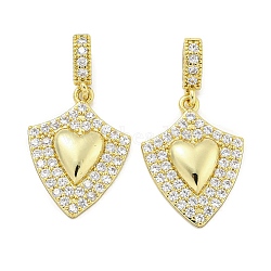 Rack Plating Brass Micro Pave Cubic Zirconia Pendants, Cadmium Free & Lead Free, Long-Lasting Plated, Real 18K Gold Plated, Heart, 24x18x4mm, Hole: 6x3.5mm(KK-E114-04G-01)