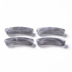 Two Tone Acrylic Beads, Imitation Gemstone, Curved Tube, Dark Gray, 31x9.5x7.5mm, Hole: 1.8mm(X1-MACR-S272-78K)
