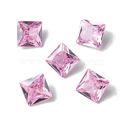 Cubic Zirconia Cabochons, Point Back, Square, Pink, 6x6x3mm(ZIRC-P116-01A-12)