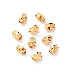 Brass Beads, Corrugated Barrel, Long-Lasting Plated, Lead Free & Cadmium Free, Rack Plating, Golden, 3x4mm, Hole: 1.2mm(KK-C157-52G)