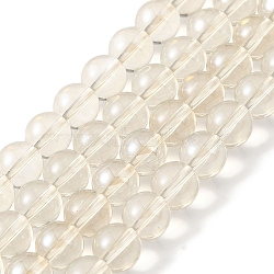 Transparent Electroplate Glass Beads Strands, Pearl Luster Plated, Round, Linen, 6mm, Hole: 0.8mm, about 67pcs/strand, 14.84~15.16''(37.7~38.5cm)(GLAA-T032-T6mm-C15)