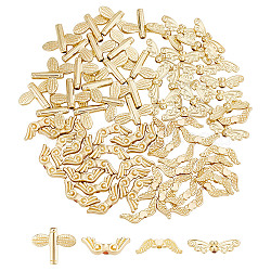 CHGCRAFT 80Pcs 4 Style Rack Plating Alloy Beads, Cadmium Free & Lead Free, Mixed Shapes, Light Gold, 7~16.5x20~22x3~4mm, Hole: 1.5~1.8mm, 20pcs/style(FIND-CA0004-37)