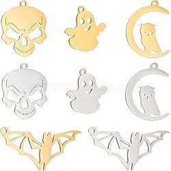 Unicraftale 8Pcs 8 Style 201 Stainless Steel Pendants, Golden & Stainless Steel Color, 18~32x16~19x1mm, Hole: 1.5mm, 1pc/style(STAS-UN0034-66)