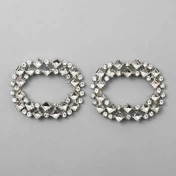 Alloy Crystal Rhinestone Shoe Decoration, Detachable Shoe Buckle Clip, Oval Pattern, 62x50x8.3mm