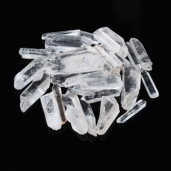 Natural Quartz Crystal Beads, Rock Crystal, Nuggets, No Hole/Undrilled, for Wire Wrapped Pendant Making, 15~40x4~12x3~10mm