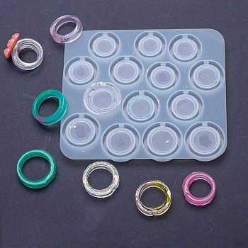 DIY Spinning Fidget Ring Silicone Molds, Resin Casting Molds, for UV Resin & Epoxy Resin Jewelry Making, White, 123x108x7mm