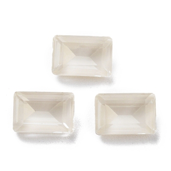 K9 Glass Rhinestone Cabochons, Point Back & Back Plated, Faceted, Rectangle, Crystal, 6x4x2.5mm