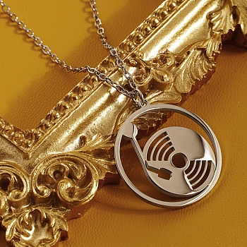 Elegant stainless steel phonograph pendant necklace for daily wear.