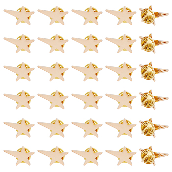 30Pcs Star Alloy Brooches, Men's Shirt Collar Pins, Light Gold, 14.5x21.5x1.5mm