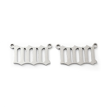 201 Stainless Steel Pendants, Number 0 Charm, Stainless Steel Color, 12x22x1mm, Hole: 1.4mm