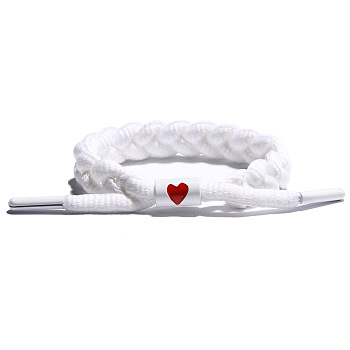 Adjustable Polyester Cord Braided Bracelets, with Alloy Findings, White, 6-3/4 inch(17cm)