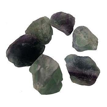 Rough Raw Natural Fluorite Beads, for Tumbling, Decoration, Polishing, Wire Wrapping, Wicca & Reiki Crystal Healing, No Hole/Undrilled, Nuggets, 30~50x22~28x15~23mm, about 20pcs/1000g