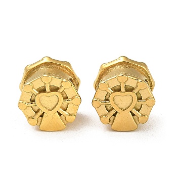 304 Stainless Steel European Beads, Large Hole Beads, Ferris Wheel, Real 14K Gold Plated, 7.5x8x7mm, Hole: 4mm