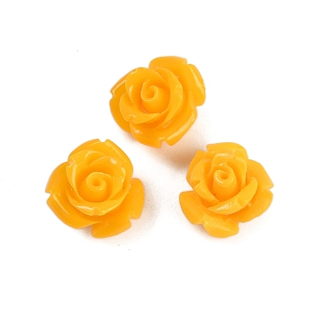 Synthetic Coral Carved Beads, Dyed, Flower, Gold, 10x8.5mm, Hole: 1.3mm