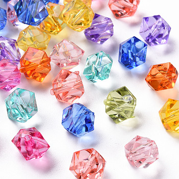 Transparent Acrylic Beads, Faceted, Polygon, Mixed Color, 8x10x9mm, Hole: 1.6mm