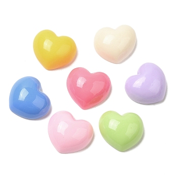 Cartoon Opaque Reisn Cabochons, for Jewelry Making, Mixed Color, Heart, 12.5x13.5x6mm