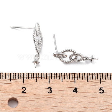 Rhodium Plated 925 Sterling Silver Micro Pave Cubic Zirconia Stud Earring Findings(EJEW-B038-17P)-3