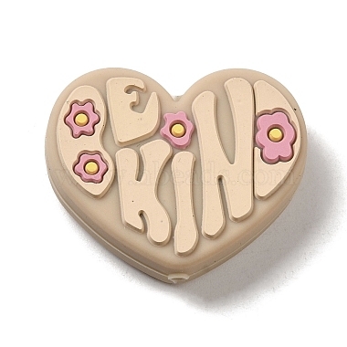 Tan Heart Silicone Beads
