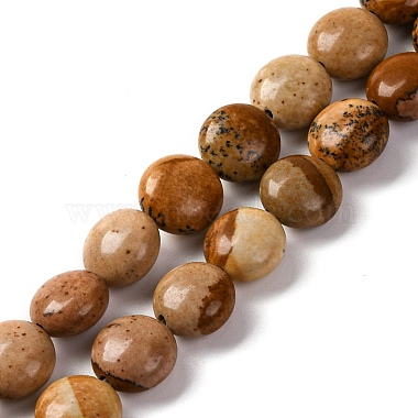 Flat Round Picture Jasper Beads