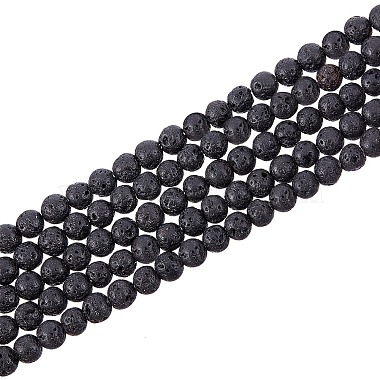 4mm Black Round Lava Beads