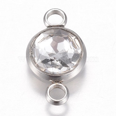Stainless Steel Color Clear Flat Round Glass Links