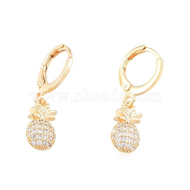 Clear Cubic Zirconia Pineapple Dangle Leverback Earrings(EJEW-N012-99)-2