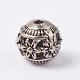 Round with Flower Tibetan Style Alloy Hollow Beads(X-TIBEB-AD-45909-AS)-1
