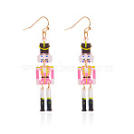 Christmas Theme Acrylic Human Dangle Earrings, Golden, Pink, 67x13mm(FS-WGA2E6F-06)