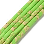 Synthetic Imperial Jasper Dyed Beads Strands, Column, Green Yellow, 4~4.5x13~14mm, Hole: 1.2mm, about 27~29pcs/strand, 14.72''~14.96''(37.4~38cm)(G-D077-B01-05)