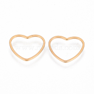 Ion Plating(IP) 304 Stainless Steel Linking Ring, Heart, Real 18K Gold Plated, 18x19.5x1mm(STAS-S079-21B)