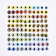 Flat Back Glass Cabochons, Dome/Half Round with Dragon Eye Pattern, Mixed Color, 8x3mm, 2pcs/color, 50 colors, 100pcs/bag(GGLA-R023-8mm-01)