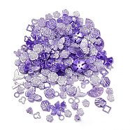 DIY Gradient Color Style Jewelry Making Finding Kits, Including Plastic Bead & Cabochon & Link & Pendants, Butterfly/Leaf/Flower/Bowknot/Shell/Star Shapes, Blue Violet, 8~34.5x8~40x2~11mm, Hole: 1~6mm, about 804pcs/500g(KY-F020-01C)
