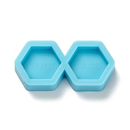 DIY Pendant Silicone Molds, for Earring Makings, Resin Casting Molds, For UV Resin, Epoxy Resin Jewelry Making, Hexagon, Deep Sky Blue, 14.5x30x5mm, Inner Diameter: 11x12mm(DIY-G042-06)