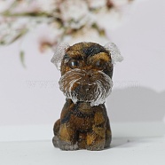 Resin Craft Display Decorations, with Natural Tiger Eye Chip, Schnauzer Dog Figurine, for Home Feng Shui Ornament, 42x26x28mm(DJEW-PW0021-33D)