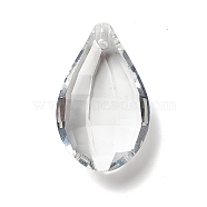 Transparent Glass Pendants, for Chandelier Crystal Hanging Pendants, Faceted, Teardrop, Clear, 36x22.5x11mm, Hole: 1.8mm(GLAA-F118-03)