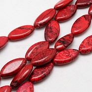 Natural Magnesite Beads Strands, Dyed & Heated, Horse Eye, FireBrick, 30x16x6mm, Hole: 1mm, about 14pcs/strand, 15.74 inch(TURQ-L008-01D)