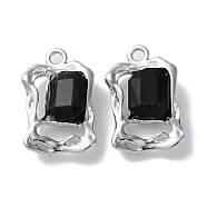 Alloy with Glass Pendant, Twist Rectangle Charms, Lead Free & Cadmium Free, Platinum, 22x14.5x5mm, Hole: 2mm(FIND-Z014-16P)