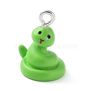 Opaque Resin Pendants, Animal Charms with Platinum Plated Iron Loops, Snake, 15.5x7.5x6.5mm, Hole: 1.8mm(X-RESI-Z014-01G)