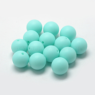 Food Grade Eco-Friendly Silicone Beads, Chewing Beads For Teethers, DIY Nursing Necklaces Making, Round, Cyan, 18~20mm, Hole: 2mm(X-SIL-R008D-62)