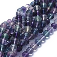 Natural Fluorite Beads Strands, Round, 6mm, Hole: 0.8mm, about 66pcs/strand, 15.7 inch(40cm)(G-I249-B02-01)