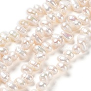 Natural Cultured Freshwater Pearl Beads Strands, Grade 4A, Rice, PapayaWhip, 7~9x4~5mm, Hole: 0.5mm, about 77pcs/strand, 13.90 inch(35.3cm)(PEAR-J007-67)